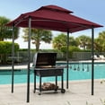 thumbnail image 1 of enyopro 8 x 5 Ft Outdoor Patio BBQ Gazebo, Metal Frame Double Roof Softtop Gazebo Canopy, Patio Grill Gazebo W/ hooks & Bar Counters, UV Resistant & Fireproof Top Cloth Gazebo for Park Backyard, T427, 1 of 9