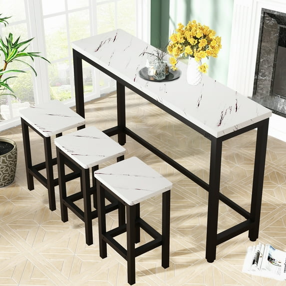 enyopro Kitchen Table Set for 3, Wooden Dining Table Set, Modern Pub Table Set with Metal Frame, Dining Room Table and Stools Set for Bar/Breakfast Nook/Living Room, JA1887