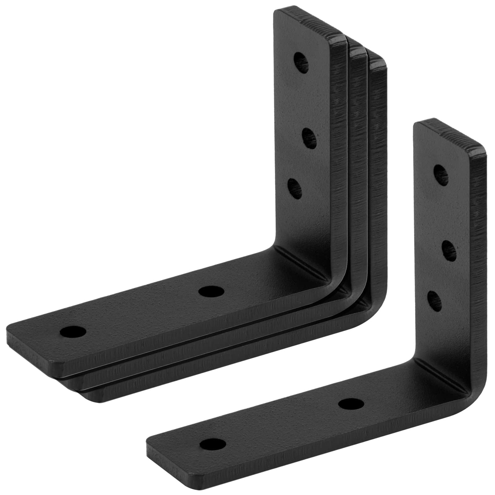 2 Pack Heavy Duty Steel Corner L Brackets 6x5 Inches - 300 Lb Load, 90 Degree Support