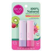 eos 100% Natural Lip Balm, Raspberry Kiwi Splash & Passionfruit Agave, All-Day Moisture, 0.14 oz, 2-Pack