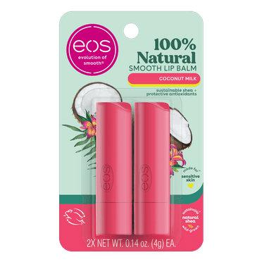 eos 100% Natural Lip Balm Stick - Coconut Milk | 0.14 oz | 2-Pack
