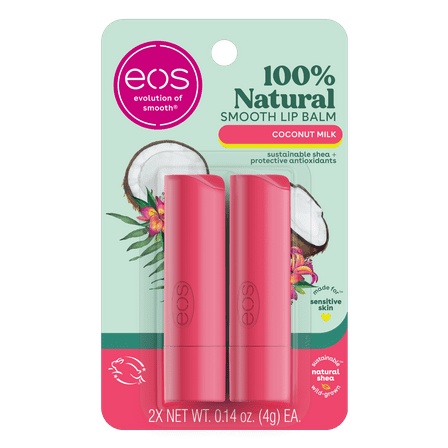 Eos 100% Natural Lip Balm Stick - Coconut Milk | 0.14 oz | 2-Pack