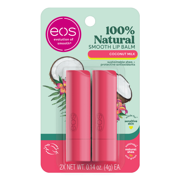 Eos 100% Natural Lip Balm Stick - Coconut Milk | 0.14 oz | 2-Pack