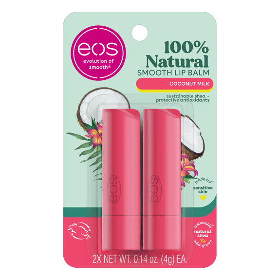 Eos 100% Natural Lip Balm Stick - Coconut Milk | 0.14 oz | 2-Pack