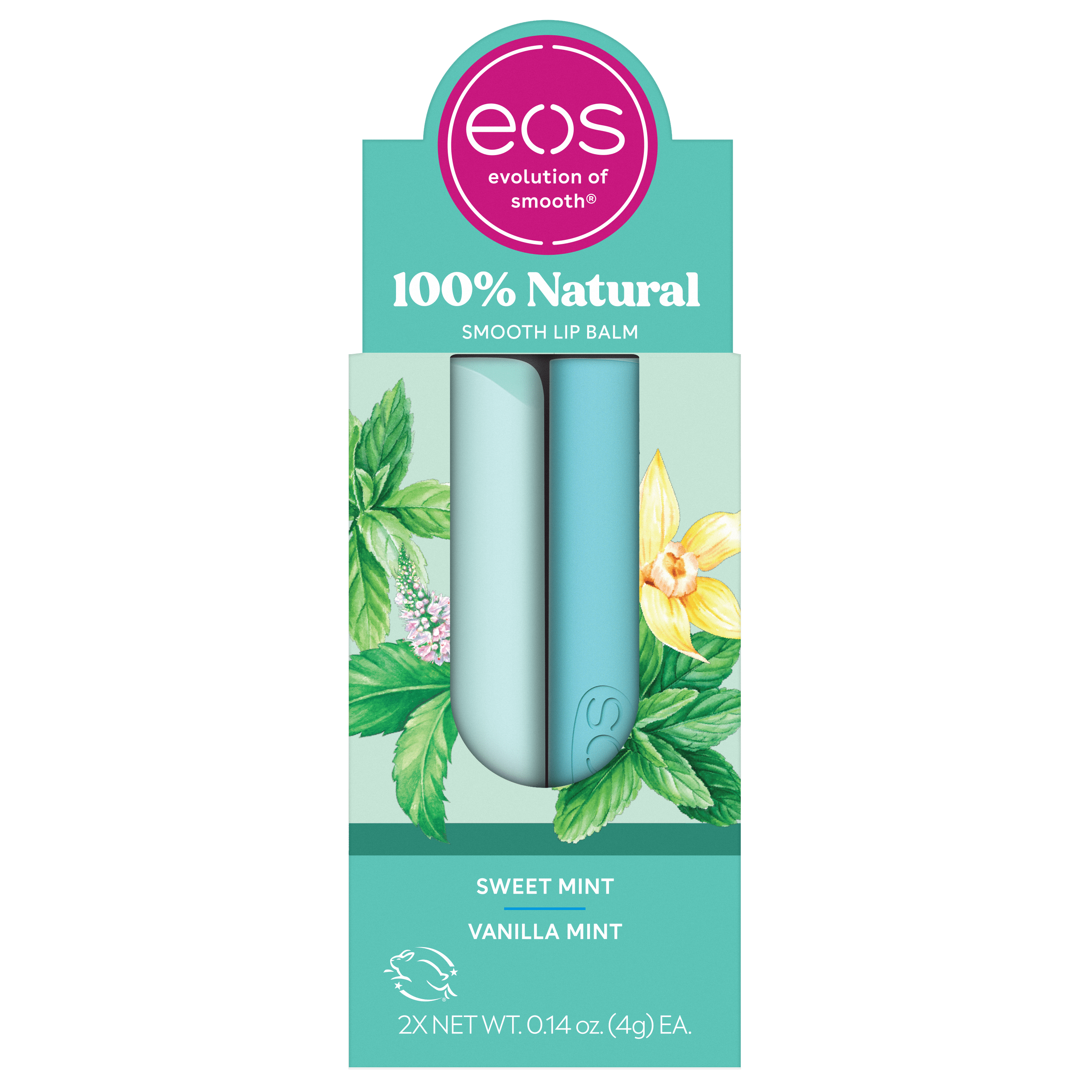 eos 100 Natural Lip Balm Sweet Mint Vanilla Mint 0.14 oz 2 Pack