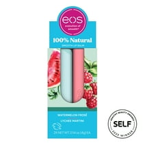 eos 100% Natural Lip Balm- Watermelon Frosé & Lychee Martini, 2-Pack, 0.14 oz