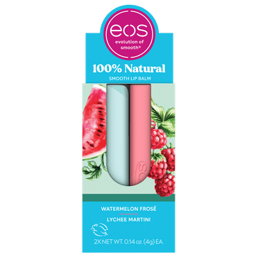 eos 100% Natural Lip Balm- Watermelon Frosé & Lychee Martini, 2-Pack, 0.14 oz
