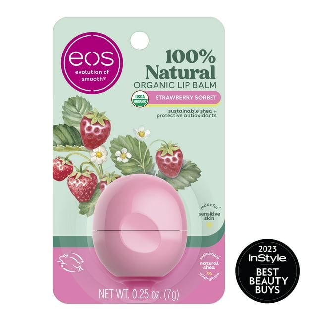 eos 100% Natural & Organic Lip Balm Sphere - Strawberry Sorbet | 0.25 oz