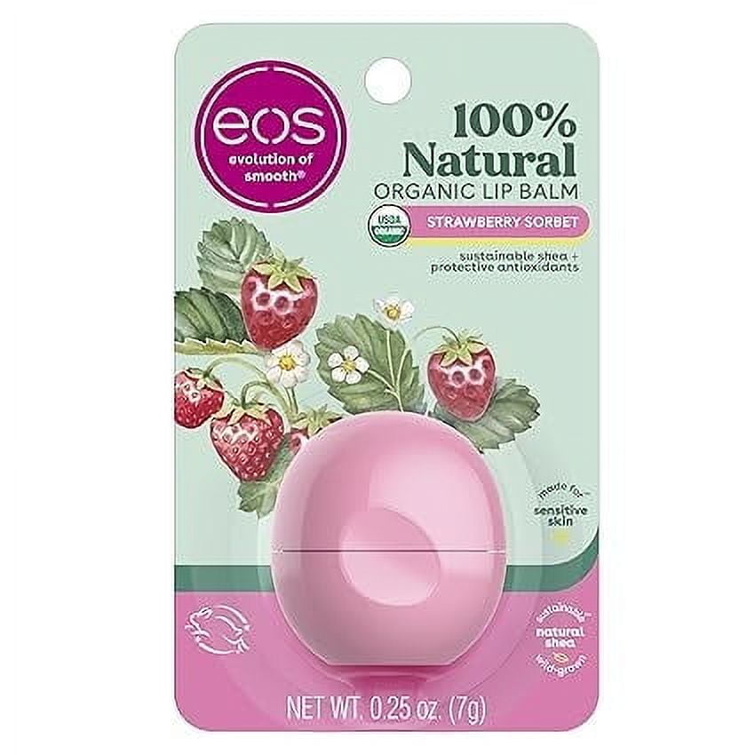 eos 100% Natural &amp;amp; Organic Lip Balm Sphere - Strawberry Sorbet 0.25 oz