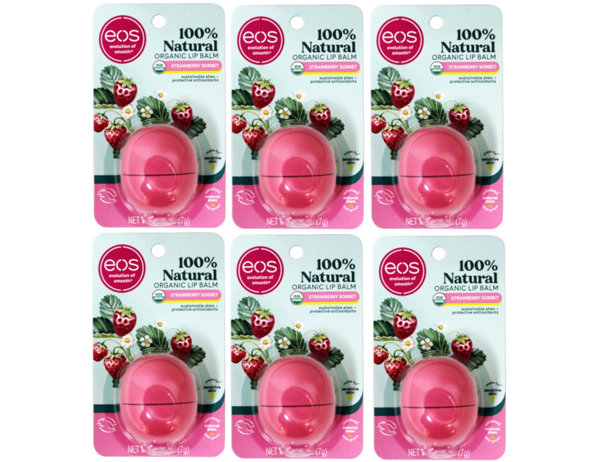 eos 100% Natural & Organic Lip Balm Sphere - Strawberry Sorbet 0.25 oz
