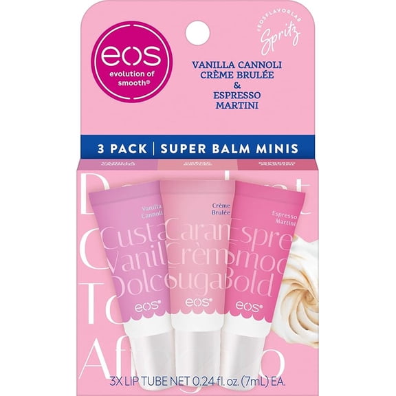 eos 24H Moisture Super Balm Minis - Vanilla Cannoli, Crme Brule, Espresso Martini - 0.51 fl oz/3pk
