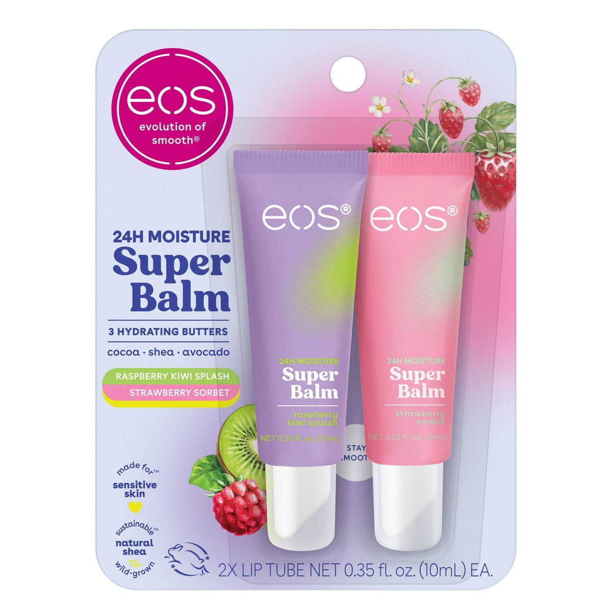 eos 24hrs Moisture Super Balm Raspberry Kiwi Splash Strawberry Sorbet