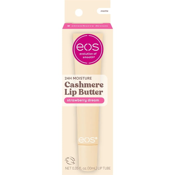 eos Cashmere Lip Butter, Strawberry Dream, Smooth & Hydrating Lip Butter with Peptides, 0.35 fl oz