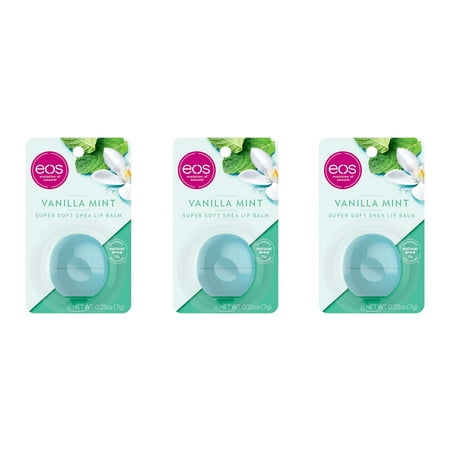 eos Evolution of Smooth Visibly Soft Lip Balm Sphere, Vanilla Mint, 0.25 oz, 3 Pack