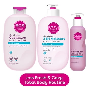 eos Fresh & Cozy Body Wash, Body Lotion, & Shave Oil Bundle