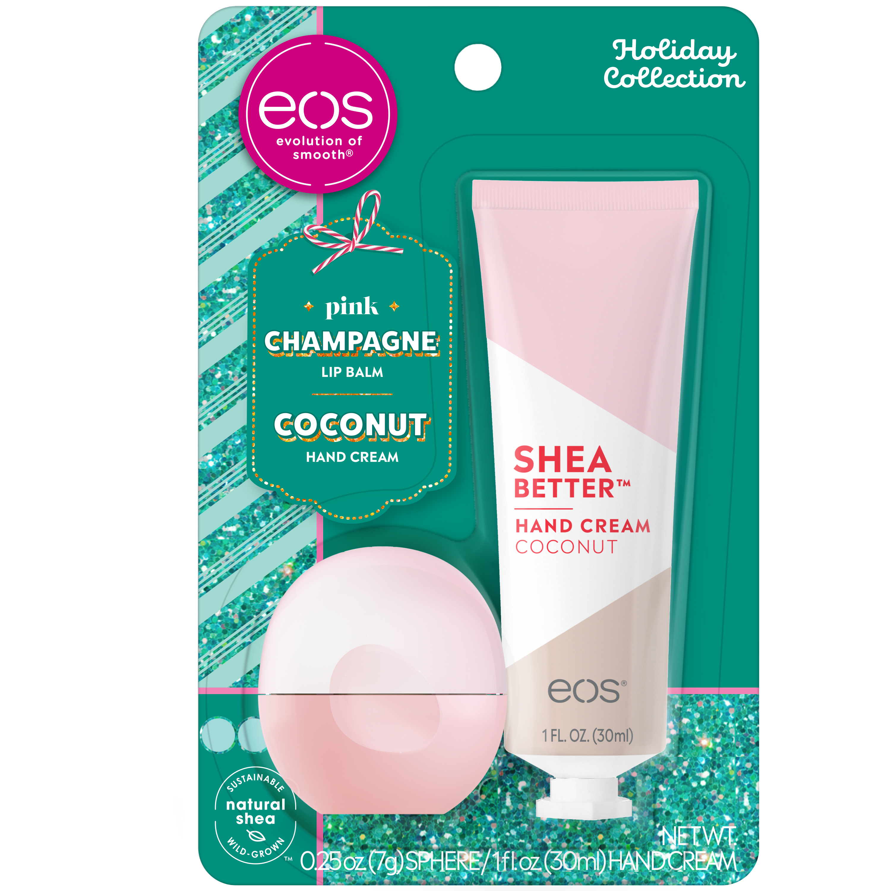 eos Holiday Lip Balm & Shea Better Hand Cream – Pink Champagne & Coconut - image 1 of 4