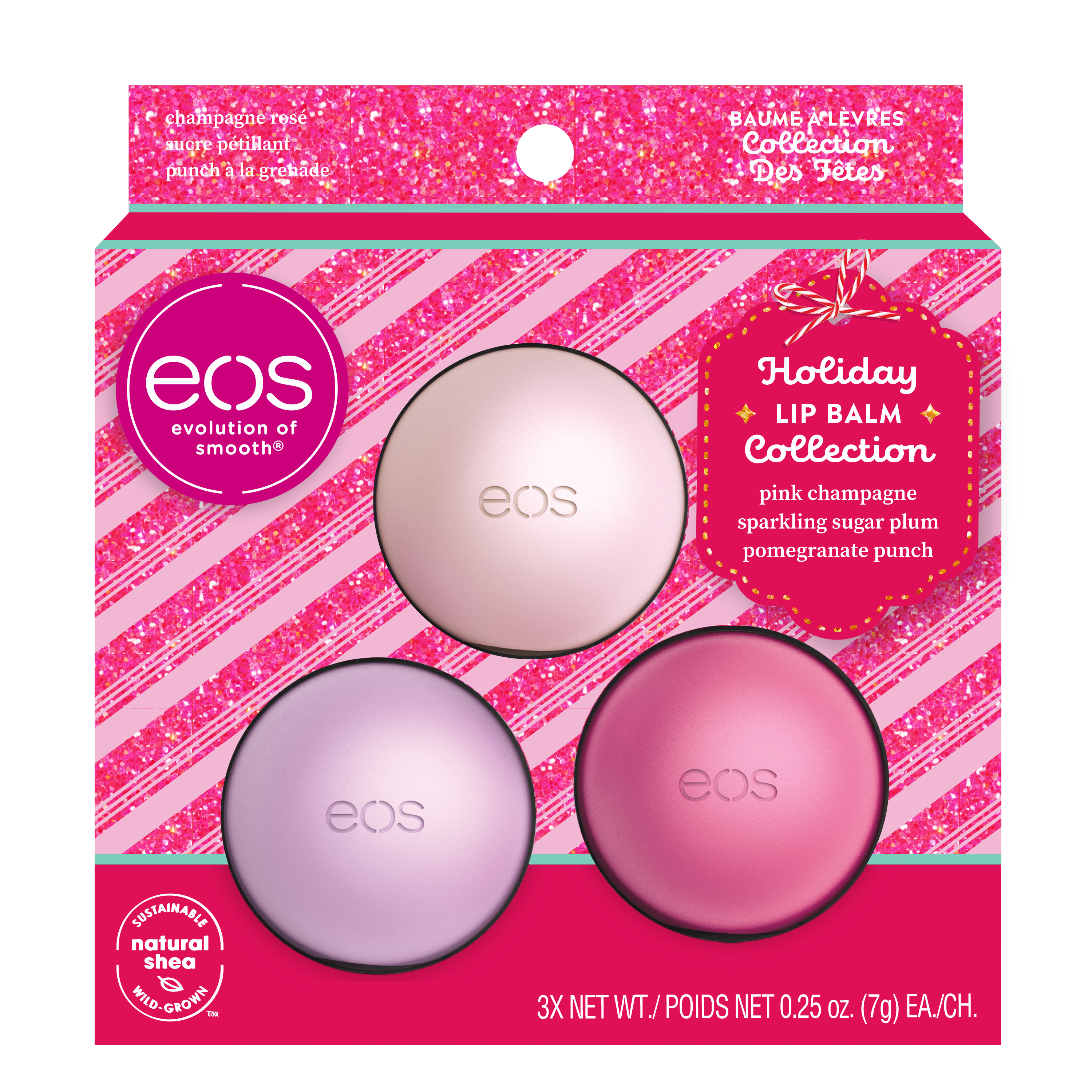 eos Holiday Lip Balm Trio - Pink Champagne, Sparkling Sugar Plum, & Pomegranate Punch, 0.25 oz/3pk - image 1 of 5
