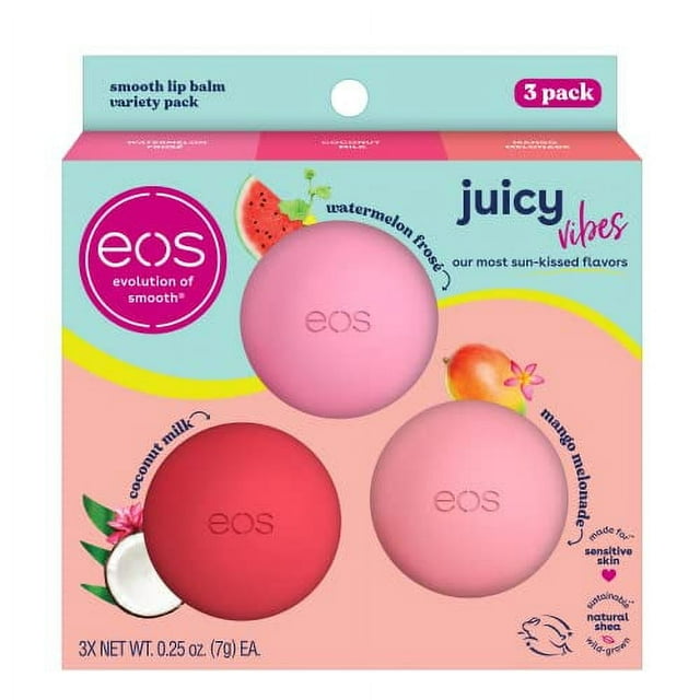 eos Juicy Vibes Lip Balm Variety Pack Watermelon FrosÃ©, Mango