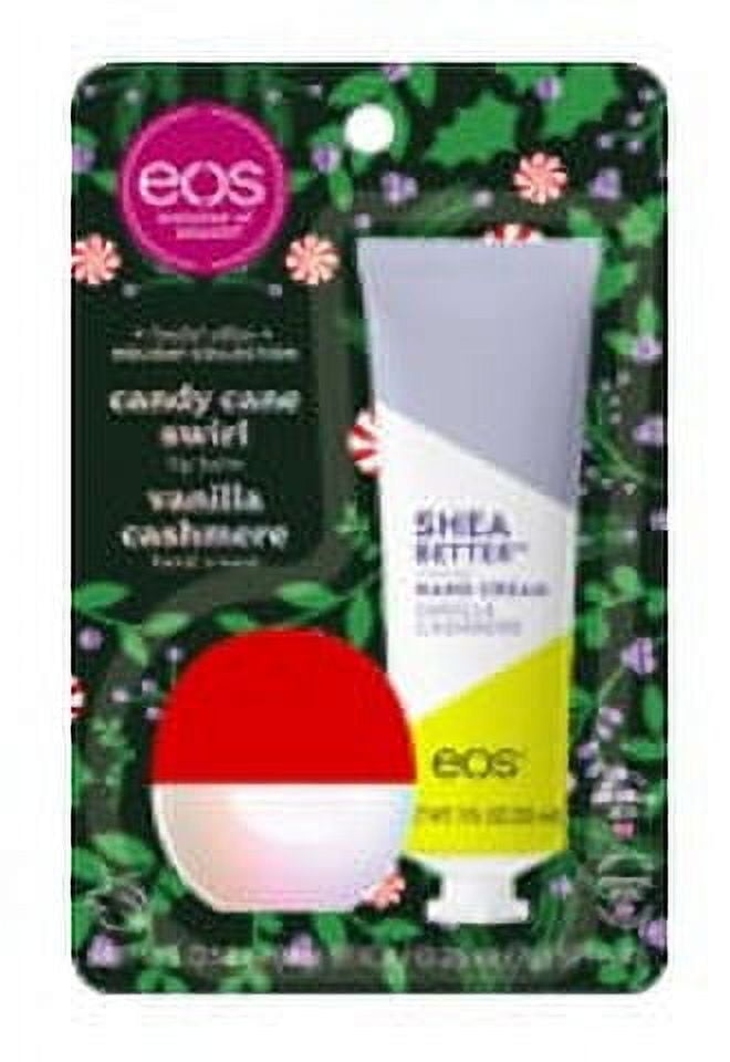 eos Limited Edition Holiday Collection- Candy Cane Swirl Lip Balm & Vanilla Cashmere Hand Cream, 24-Hour Hydration, 2-Pack