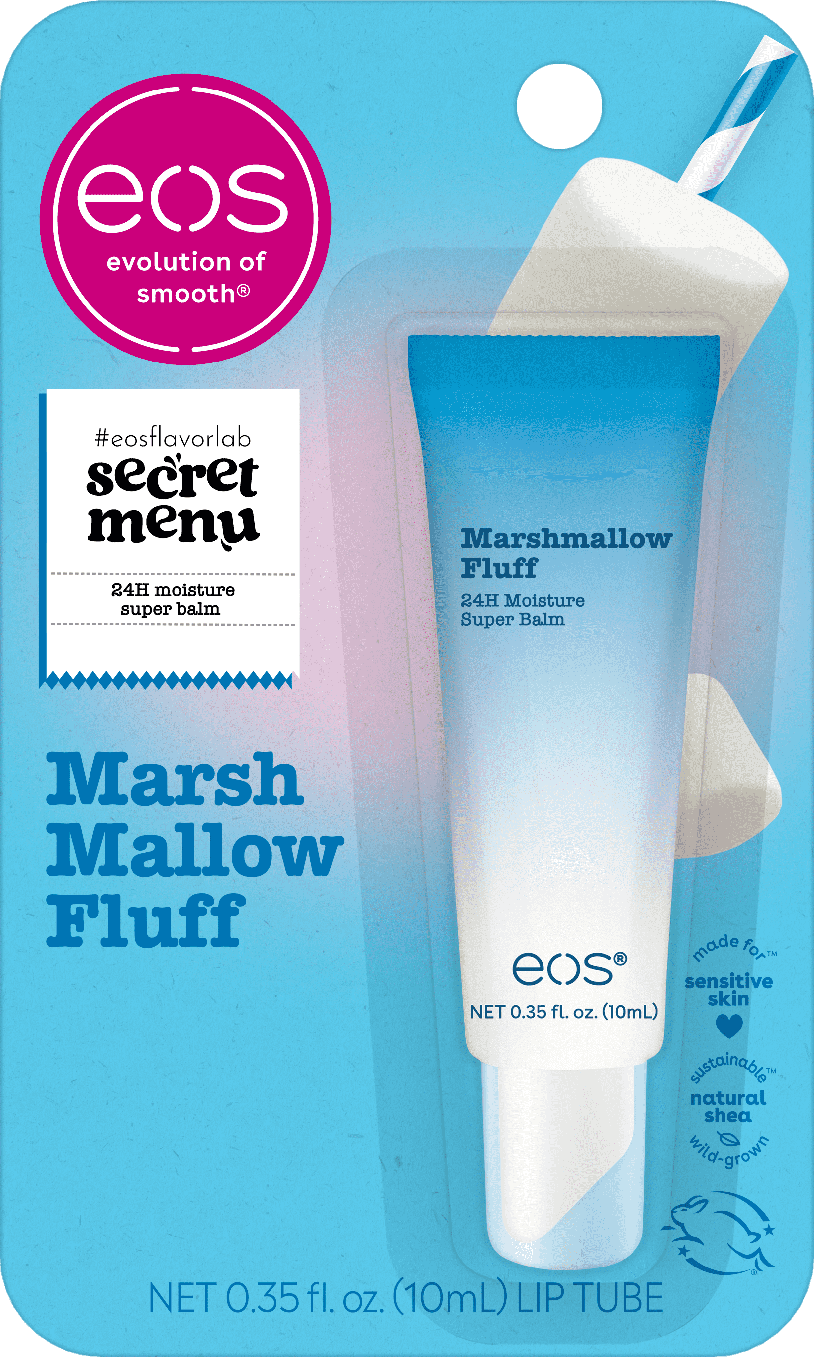eos 24H Moisture Super Balm, Marshmallow Fluff, Limited-Edition Lip Sleeping Mask, 0.35 fl oz, 1 Pack