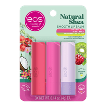 eos Natural Shea Smooth Lip Balm- Honey Apple, Coconut Milk, Raspberry Kiwi Splash, 0.14 oz, 3-Pack