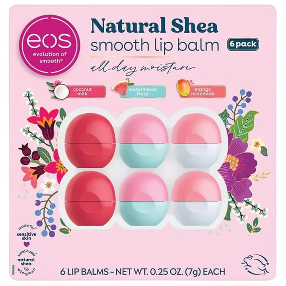 eos Natural Shea Smooth Lip Balm Variety Pack, 6 ct.