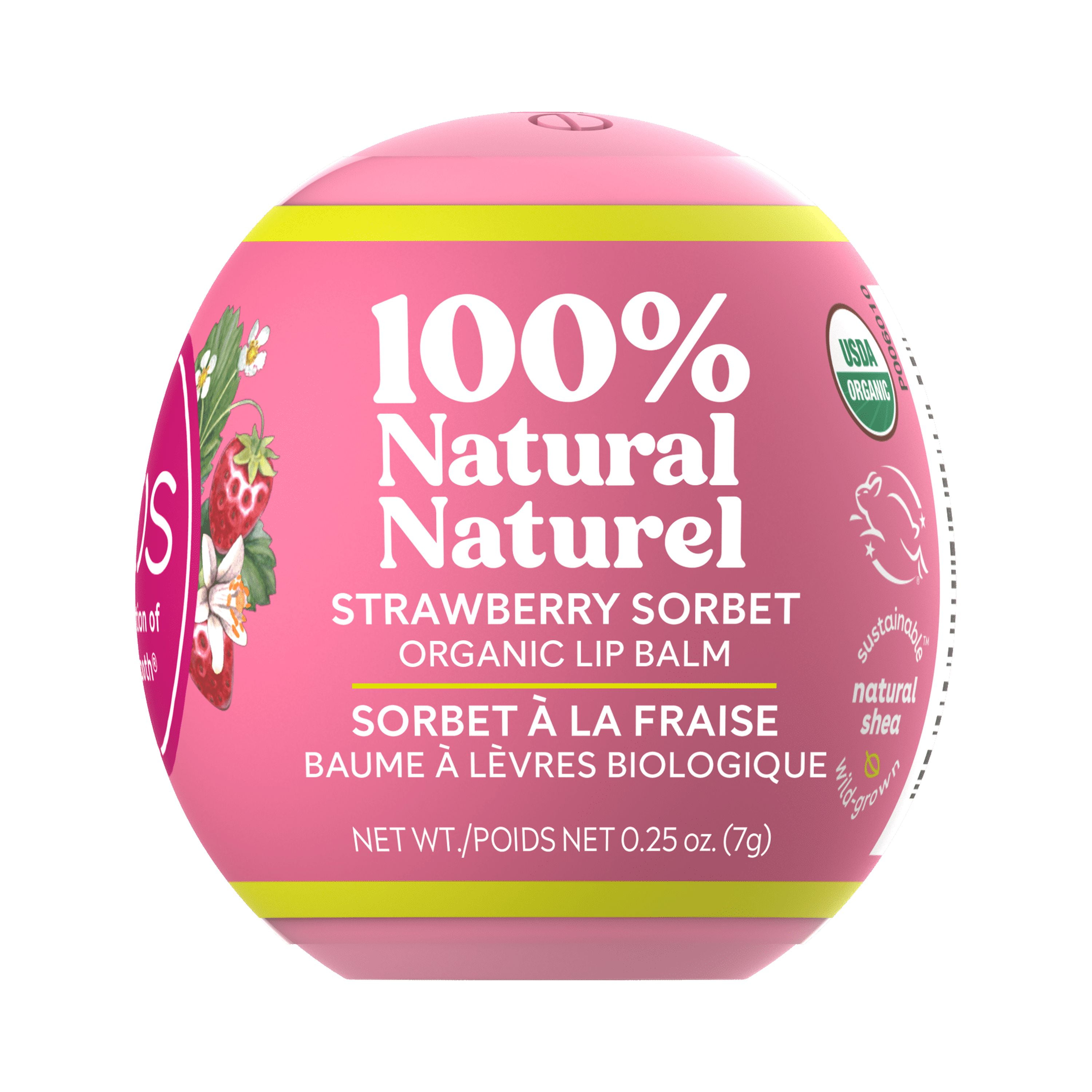 eos Organic Lip Balm Shrink, Strawberry Sorbet, Certified Organic and 100% Natural, 0.25oz