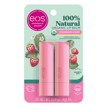 eos Organic Stick Lip Balm, Strawberry Sorbet, 2 Count