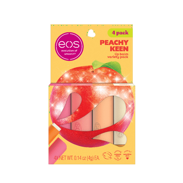 eos Peachy Keen Lip Balm Variety Pack, Made for Sensitive Skin, 0.14 oz, Pack of 4