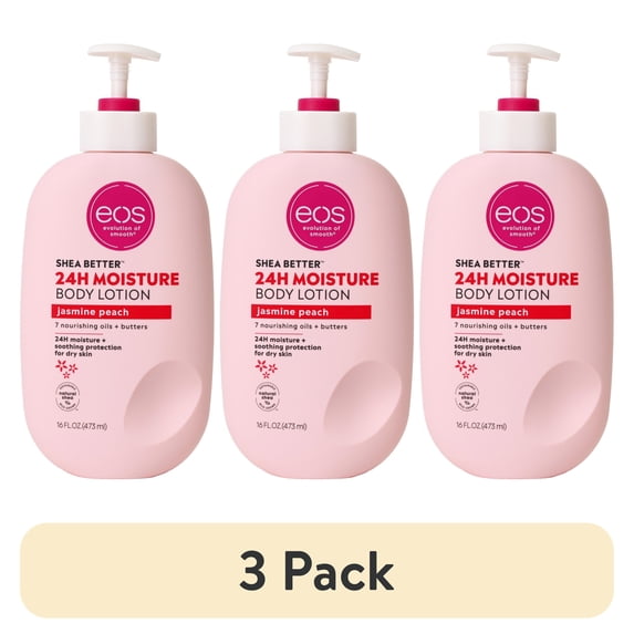 (3 pack) eos Shea Better 24H Moisture Body Lotion - Jasmine Peach - 16 oz (Packaging May Vary)