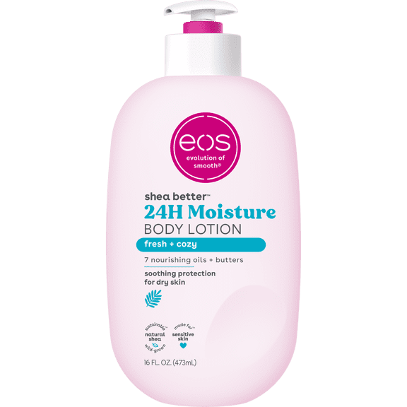 eos Shea Better Body Lotion- Fresh & Cozy, 24H Moisture for Dry Skin, 16 fl oz