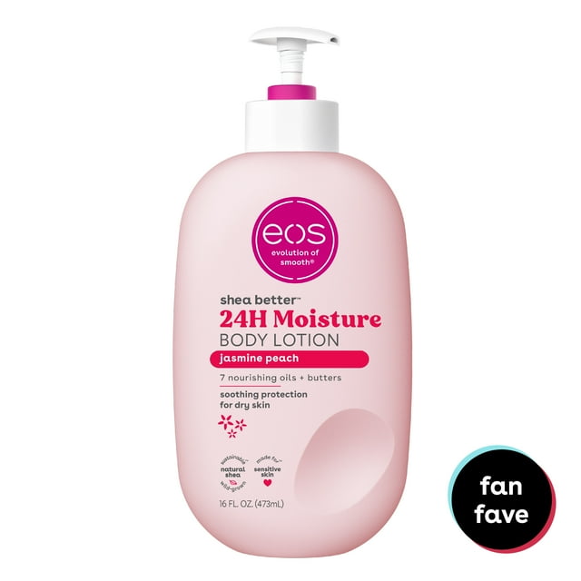 eos Shea Better Body Lotion- Jasmine Peach, Soothes Dry Skin, 16 fl oz