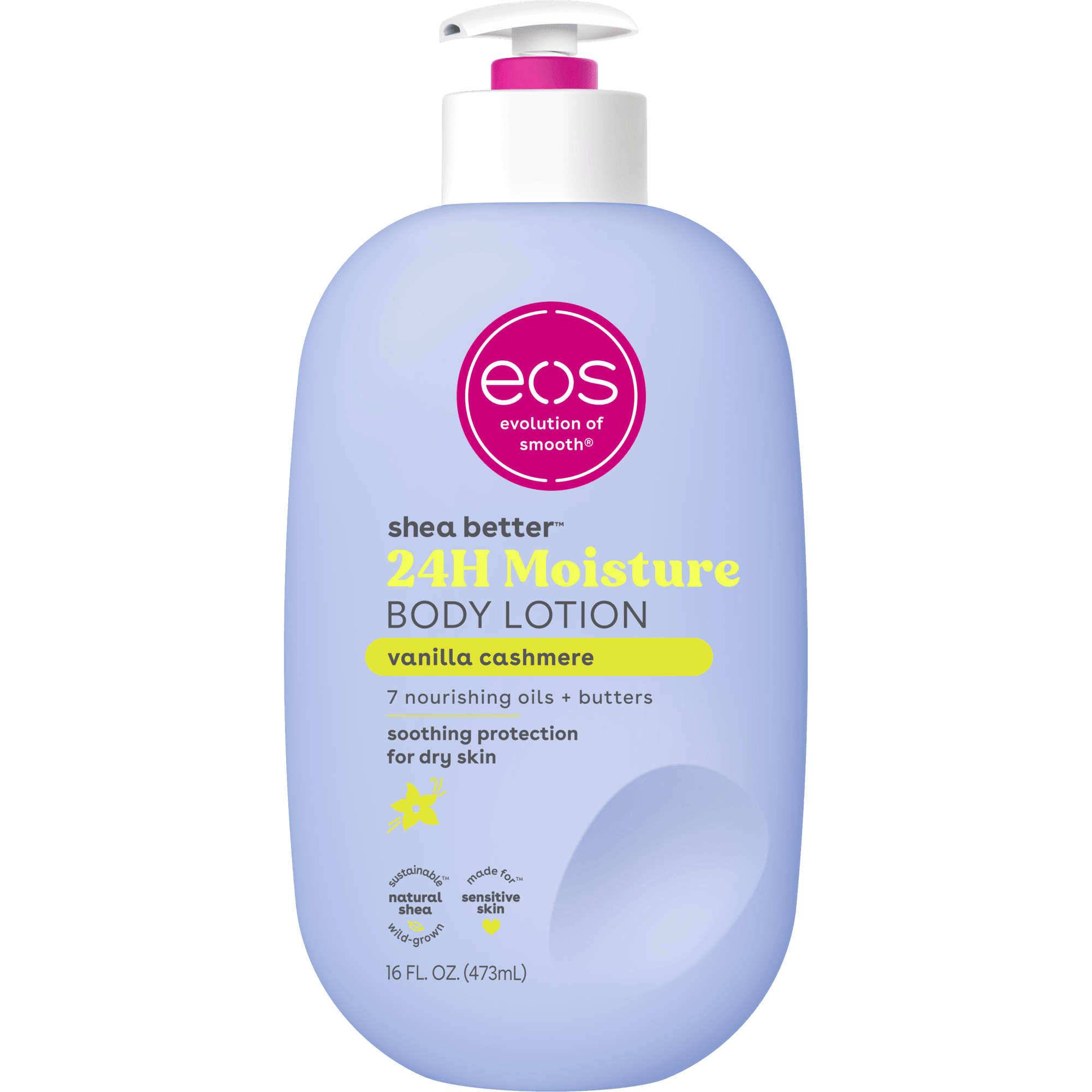 eos Shea Better 24H Moisture Body Lotion, Vanilla Cashmere, for Dry Skin, 16 fl oz