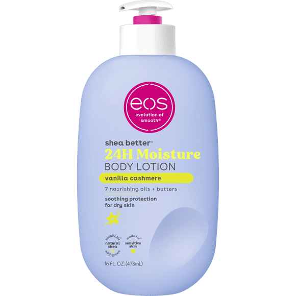 eos Shea Better 24H Moisture Body Lotion, Vanilla Cashmere, for Dry Skin, 16 fl oz