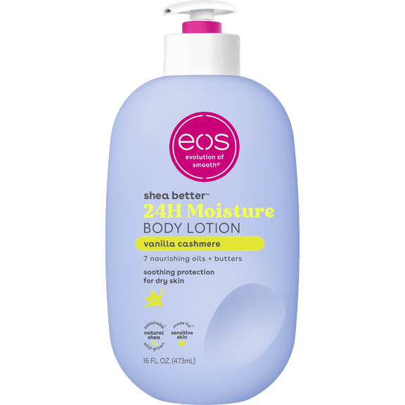 eos Shea Better 24H Moisture Body Lotion, Vanilla Cashmere, for Dry Skin, 16 fl oz
