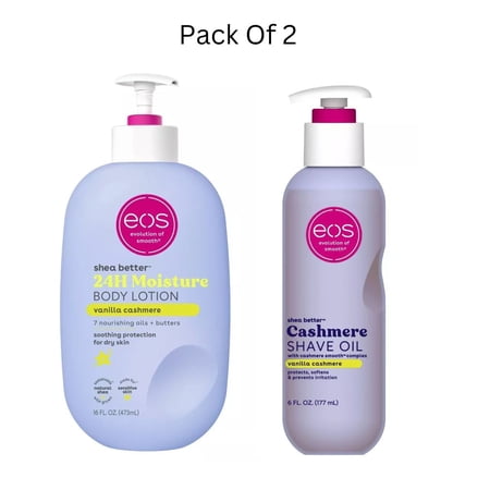 eos Shea Better Moisture Body Lotion - Vanilla Cashmere & Cashmere Bikini Shave Oil Serum - 6 fl oz, 16 fl oz (Pack of 2)