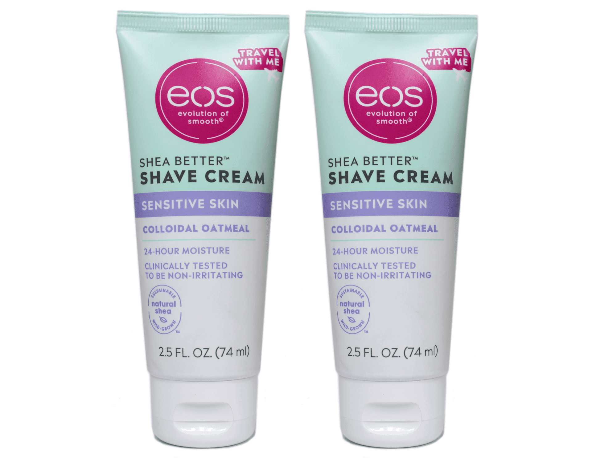 eos Shea Better Shave Cream for Sensitive Skin, Travel Size 2.5 fl oz Pack of 2