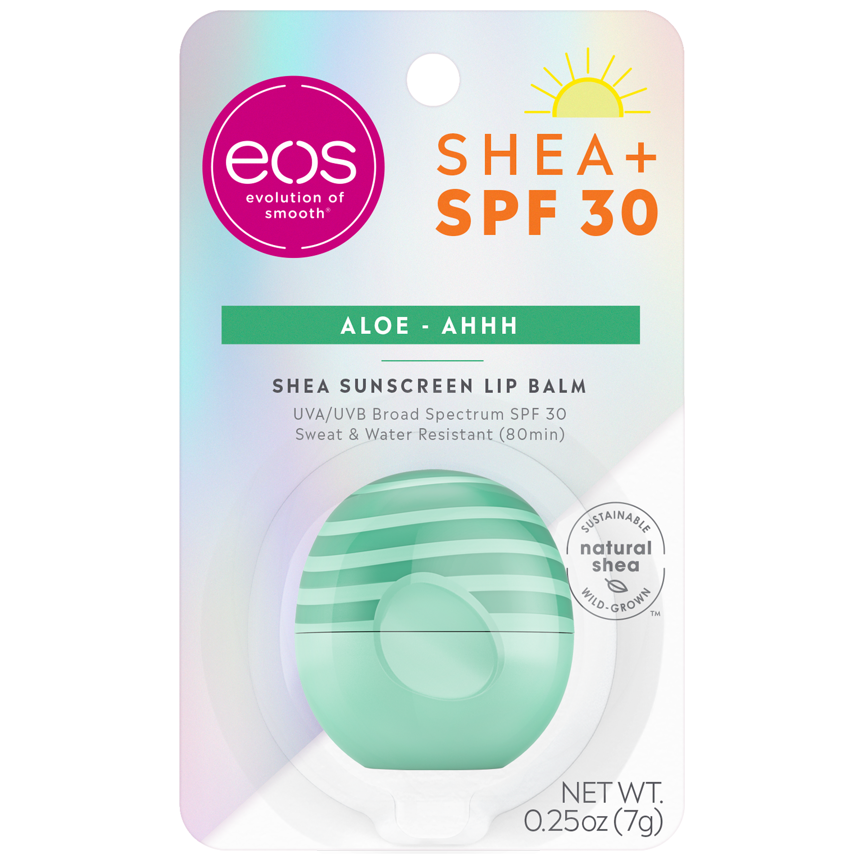 eos Shea + SPF Lip Balm Sphere - Aloe | SPF 30 and Water Resistant | 0.25 oz - image 1 of 5