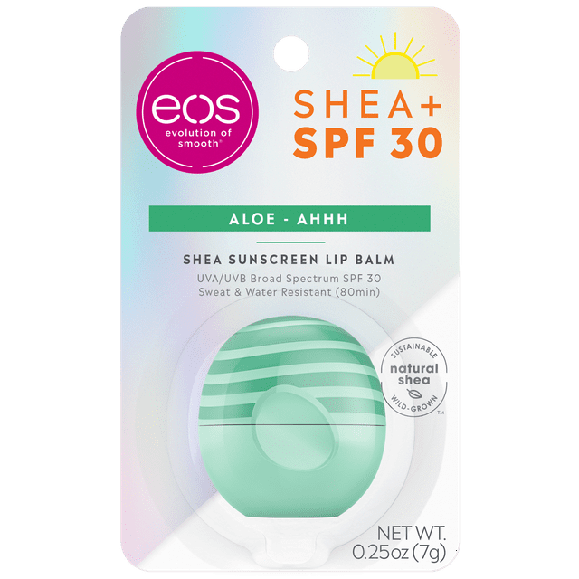eos Shea + SPF Lip Balm Sphere - Aloe | SPF 30 and Water Resistant | 0.25 oz