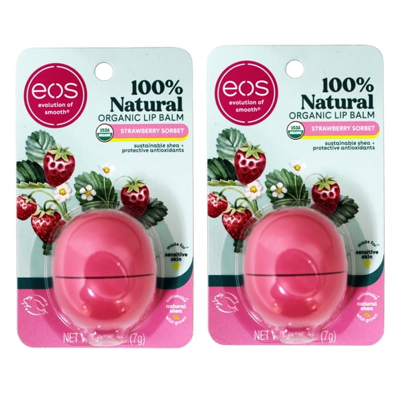 eos Smooth Lip Balm Sphere, Strawberry Sorbet 0.25 oz (Pack of 2)