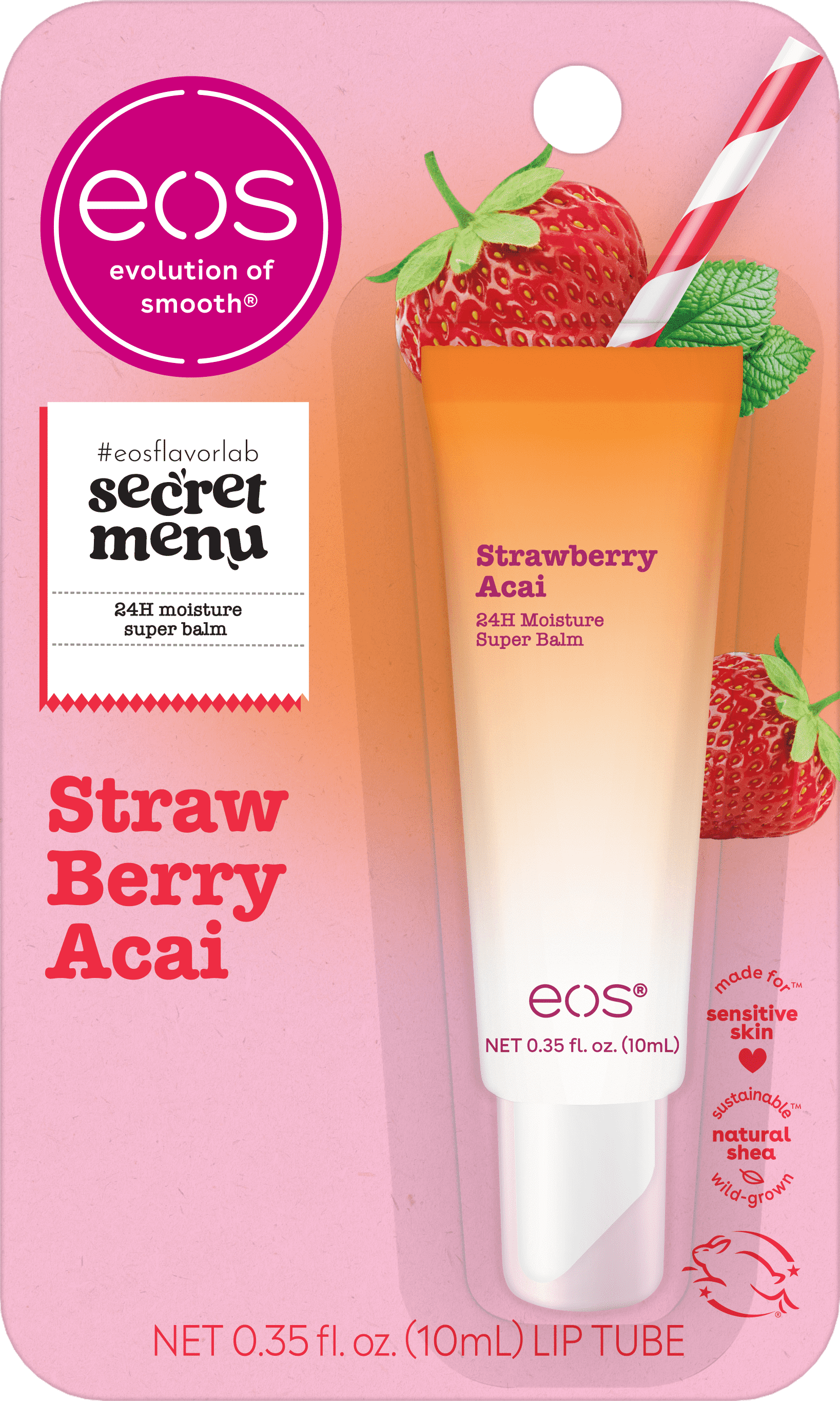 eos 24H Moisture Super Balm, Strawberry Acai, Limited-Edition Lip Sleeping Mask, 0.35 fl oz, 1 Pack