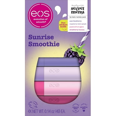 eos Flavor Lab Secret Menu Sunrise Smoothie eos Lip Balm Set, Moisturizing, Hydrating, 4-Pack, 0.14 oz
