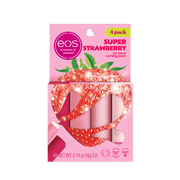 eos Super Strawberry Lip Balm Variety Pack, Made for Sensitive Skin, 0.14 oz, Pack of 4