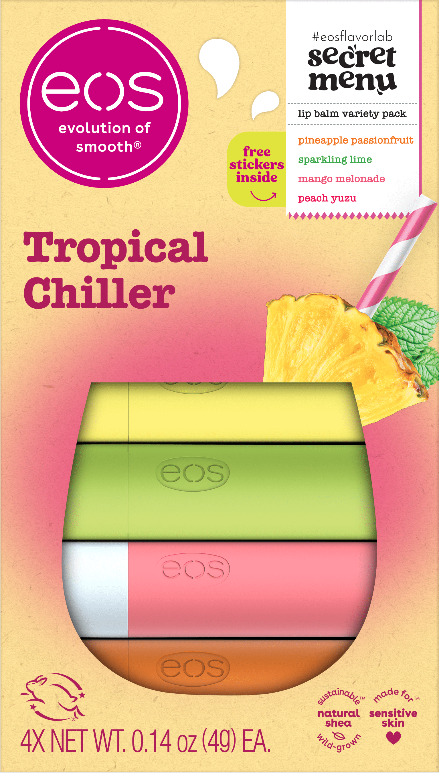 eos Tropical Chiller Lip Balm Stick - 0.56oz/4pk