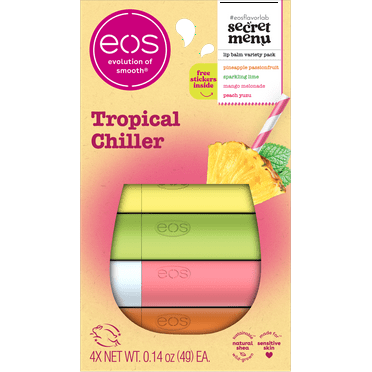 eos Tropical Chiller Lip Balm 4-Pack, Hydrating Flavored Lip Balm Sticks, 0.56 oz