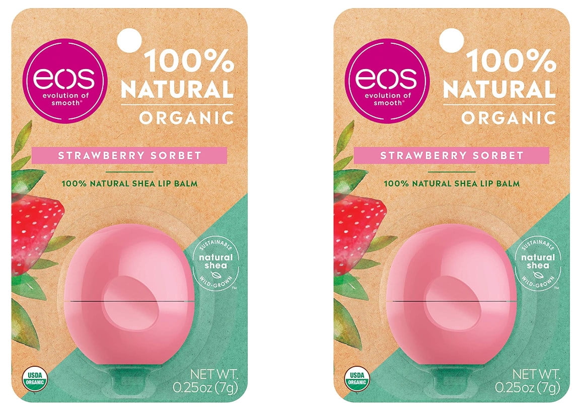 eos USDA Organic Lip Balm Strawberry Sorbet Lip Care to Moisturize