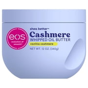 eos Vanilla Cashmere Whipped Body Butter, 72 Hour Moisturizing Body Butter for Dry Skin with Shea, Cocoa & Argan Oil, 12 oz
