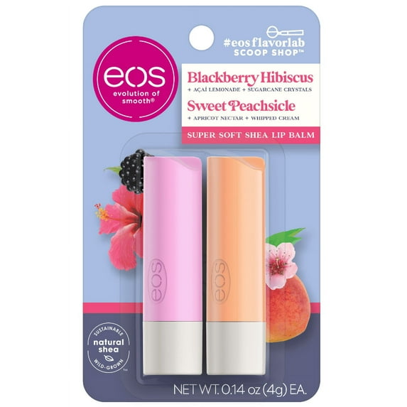 eos #eosflavorlab Moisturizing Long-Lasting Natural Lip Balm, Multi-Flavor, 2 Pack