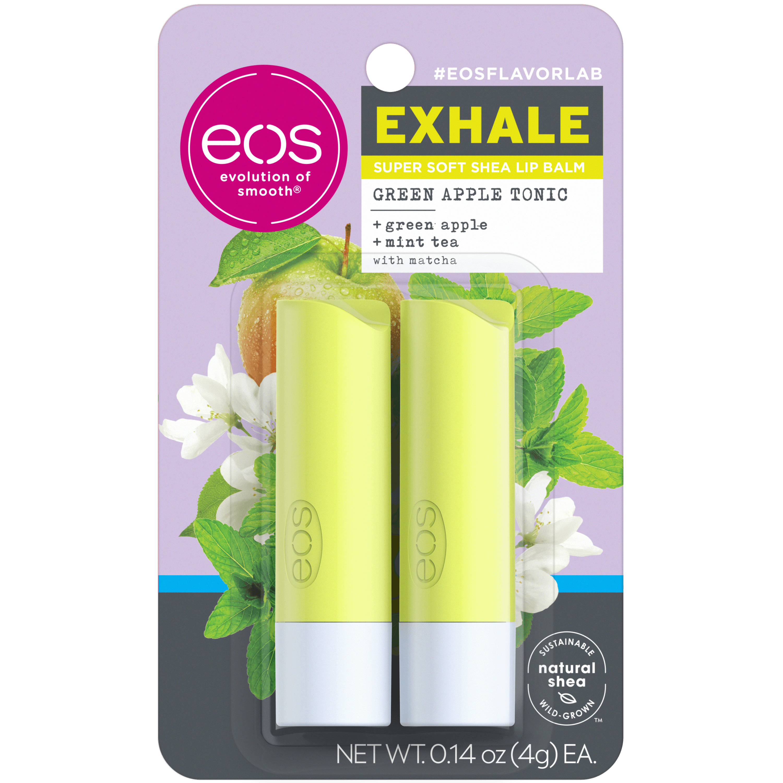 eos flavorlab Lip Balm Stick - Exhale | Green Apple Tonic | 0.14 oz | 2 count - image 1 of 5