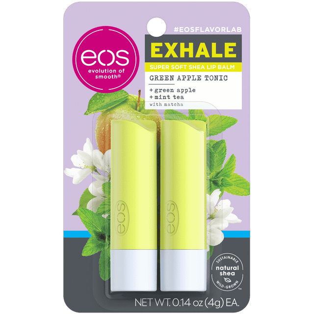 eos flavorlab Lip Balm Stick - Exhale | Green Apple Tonic | 0.14 oz | 2 count